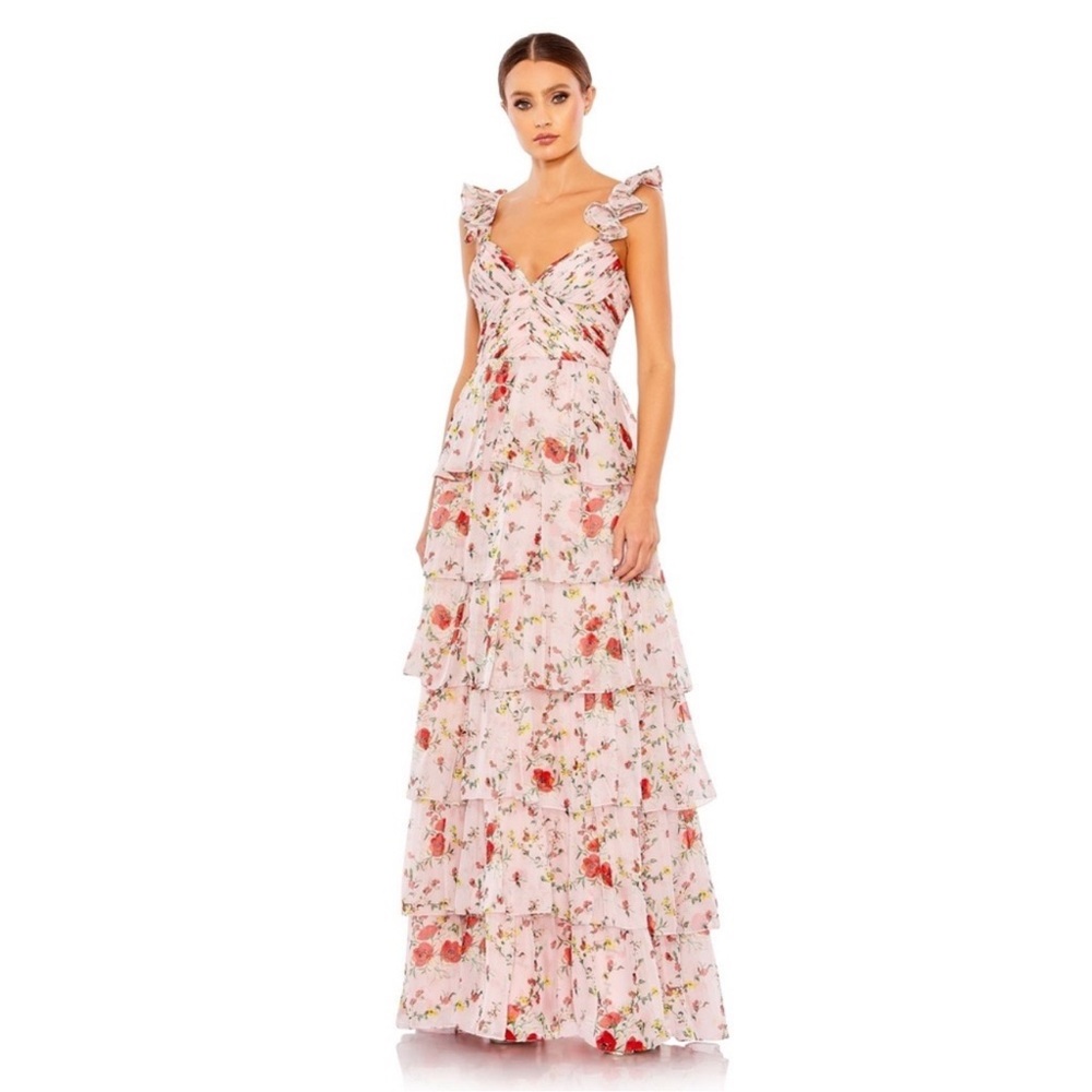 Mac Duggal Blush Pink Pleated Satin Halter Neck Pleated Maxi Gown Size 14 Formal - Picture 2 of 12